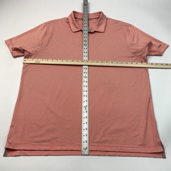 Nike Polo Shirt Men XL Extra Large Orangeade/White Striped Dri Fit Moisture Wick - Picture 7 of 12